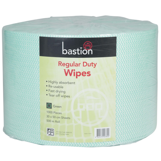 Bastion Pacific | Regular Duty Wipes - Rolls -Green - 500m